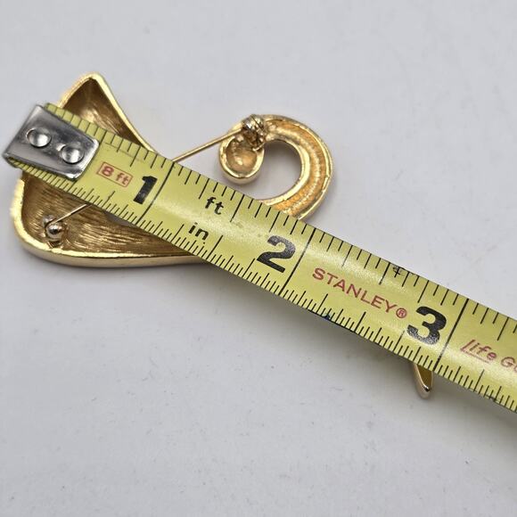 Vintage Givenchy Pi Sign Brooch Pin Gold-Tone 3" Abstract Modern Couture 80's - Picture 5 of 6